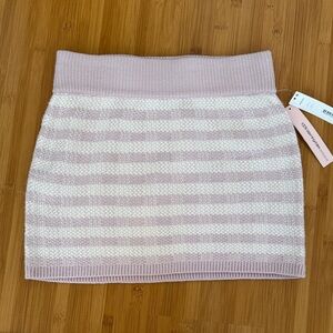 Aqua Pink and White Striped Women's mini knit Skirt